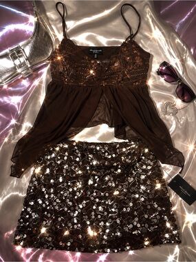 Y2K festival top and skirt fairy outfit shiny glitter going out